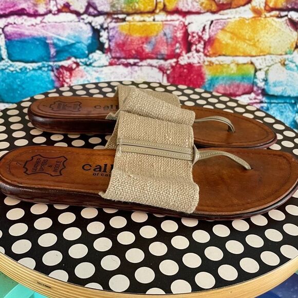 Callisto of California Leather Stretch Sandals Flip Flops Size 7 - Picture 1 of 10